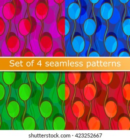 Seamless pattern of stylized balloons with shadow. Set of beautiful backgrounds. Background for children. Background for the design of children's day. Template for printing on fabric.