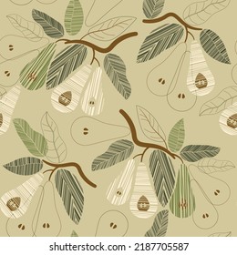 seamless pattern stylized beautiful pears