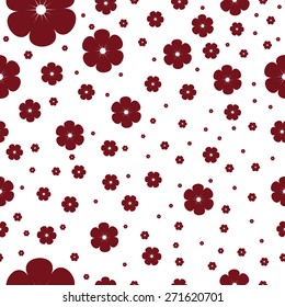 seamless pattern  with stylized beautiful red cherry blossom