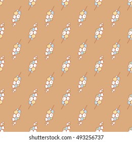 Seamless pattern with stylized berries on a terracotta background