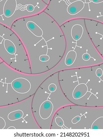 Seamless pattern of stylized biological cells. Can be used for children textile design
