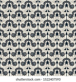 Seamless pattern with stylized bow and arrow. Hand drawn tribal background. Vector ornamental texture