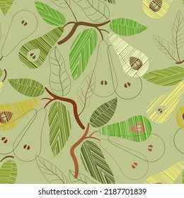 seamless pattern stylized bright pears