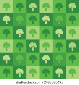 Seamless pattern with stylized broccoli in flat style. Vector illustration