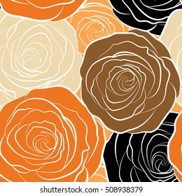Seamless pattern of stylized brown roses.