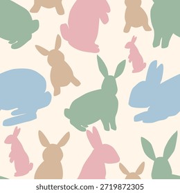 Modelo inconsútil con las siluetas estilizadas del conejo en colores pastel suaves el fondo decorativo mínimo para el papel de envoltura del Fondo de pantalla de la tela del vivero y el diseño de los niños