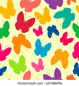 Seamless pattern with stylized butterflies. Can be used to fabric design, wallpaper, decorative paper, web design, etc.