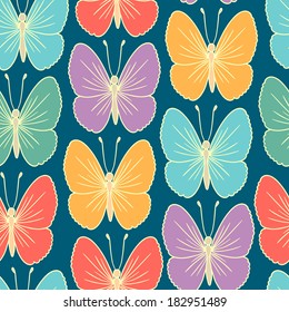 Seamless pattern with stylized butterflies. Can be used to fabric design, wallpaper, decorative paper, web design, etc.