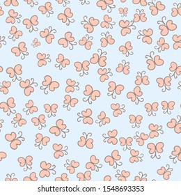Seamless pattern with stylized  butterfly on blue background. Endless texture for your design,  fabrics.