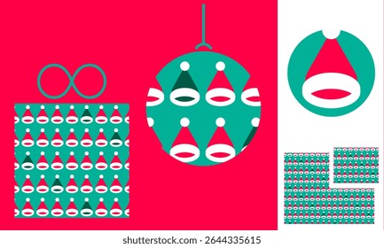 Seamless pattern of stylized Christmas hats