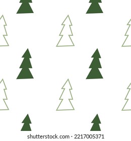 Patrón sin inconvenientes con el estilizado árbol de Navidad. Patrón cuadrado de invierno de vacaciones. Fondo blanco. Cuta ilustración. Papel de invierno