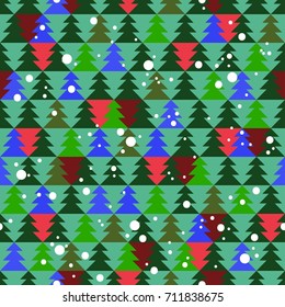 Seamless pattern with stylized Christmas tree. Christmas and New Year background.