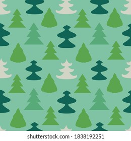 Seamless pattern with stylized christmas trees, vector. Winter holidays background