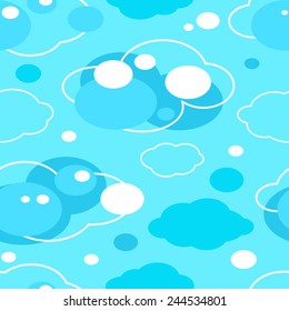 Seamless pattern with stylized clouds