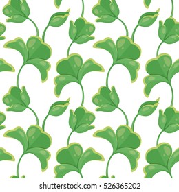 Seamless pattern with stylized clover leaves, vector background for fabric or wrap paper