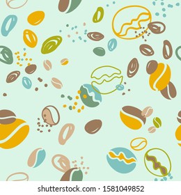 seamless pattern with stylized coffee beans drawn by hand
