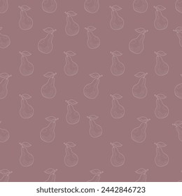 Seamless pattern with stylized colored pears   in flat style. Wallpaper for the kitchen, prints for kitchen towels and tablecloths