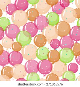 Seamless pattern of stylized, colored, transparent, inflatable balls.