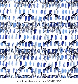 Seamless pattern with stylized crabs. Can be used for invitations, greeting cards, print, gift wrap.