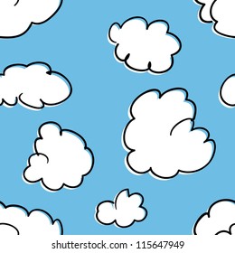 A seamless pattern of stylized cumulus clouds.