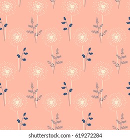 seamless pattern with stylized dandelions