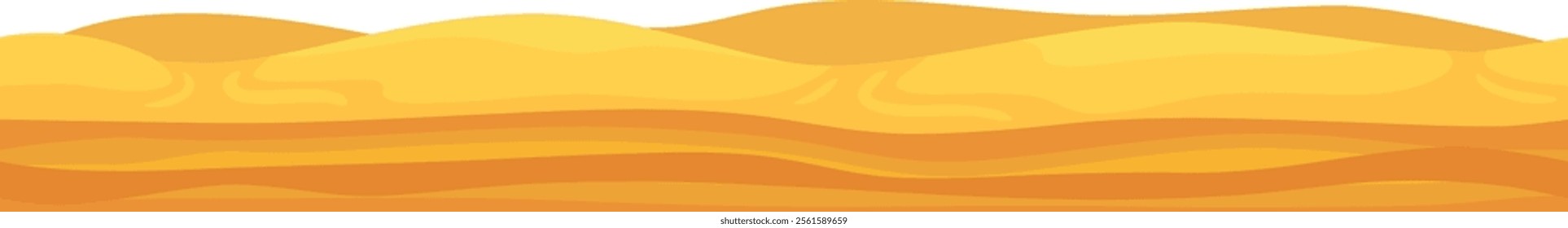 Seamless pattern of a stylized desert landscape with rolling sand dunes creating a wavy pattern, ideal for backgrounds, textiles, or any design evoking the vastness and tranquility of the desert