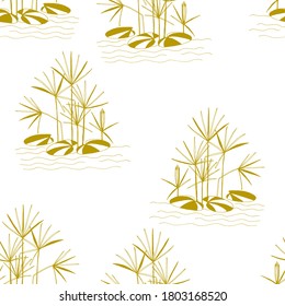 
Motif harmonieux de dessin stylisé de papyrus avec feuilles de lotus. Légendes d'Egypte.