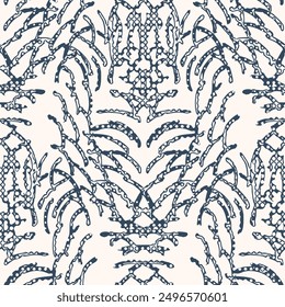 Seamless pattern with stylized ethnic pattern. Hand-drawn illustration. Vector