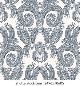 Seamless pattern with stylized ethnic pattern. Hand-drawn illustration. Vector
