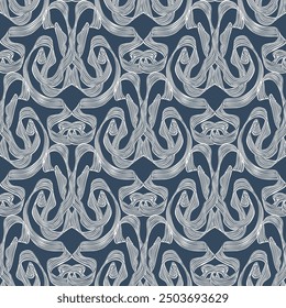 Seamless pattern with stylized ethnic pattern. Hand-drawn illustration. Vector