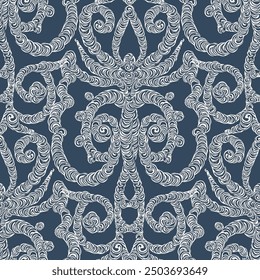 Seamless pattern with stylized ethnic pattern. Hand-drawn illustration. Vector