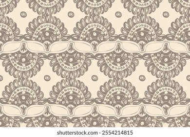 Seamless pattern with stylized ethnic pattern. Hand-drawn illustration. Vector