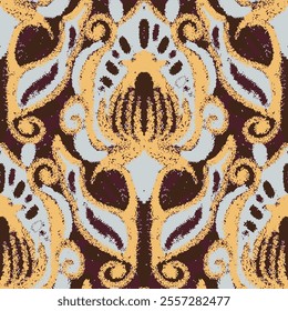 Seamless pattern with stylized ethnic pattern. Hand-drawn illustration. Vector