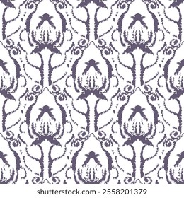 Seamless pattern with stylized ethnic pattern. Hand-drawn illustration. Vector