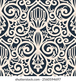 Seamless pattern with stylized ethnic pattern. Hand-drawn illustration. Vector