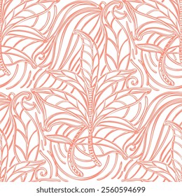 Seamless pattern with stylized ethnic pattern. Hand-drawn illustration. Vector