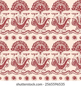 Seamless pattern with stylized ethnic pattern. Hand-drawn illustration. vector