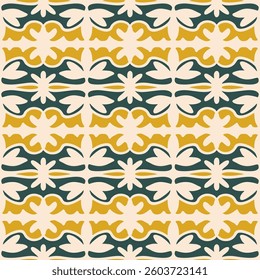 Seamless pattern with stylized ethnic pattern. Hand-drawn illustration. Vector
