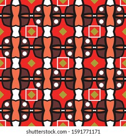 Seamless pattern with stylized ethnic ornament. White peas. Vector illustration