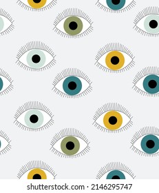 Seamless pattern with stylized eyes. Magic, esoteric theme, vector