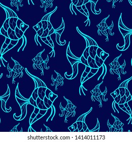 seamless pattern with stylized fish patterns