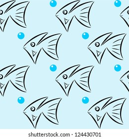 Seamless pattern with stylized fishes