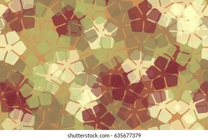 Seamless pattern of stylized five-petal flowers. Brown tones, beige-khaki tones.