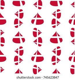 Seamless pattern of stylized flags of Denmark. Constitution or National Day flat ornament. Colors of Danish flag. Happy Constitution day of Denmark background.