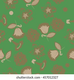 Seamless     pattern of  stylized floral motif, doodles,  spot, hole, flowers,stars,spirals, ellipses, branches . Hand drawn.