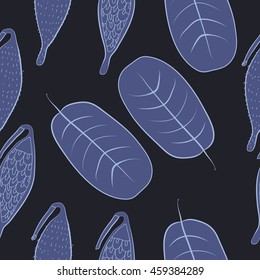 Seamless    pattern of  stylized floral motif, doodles,  spot, stripes, leaves, fruits . Hand drawn.