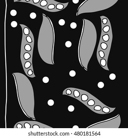 Seamless     pattern of  stylized floral motif,  peas . Hand drawn.