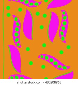 Seamless     pattern of  stylized floral motif,  peas . Hand drawn.