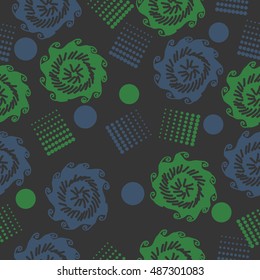 Seamless   pattern of  stylized floral motif, halftone.