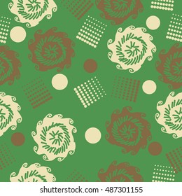Seamless   pattern of  stylized floral motif, halftone.